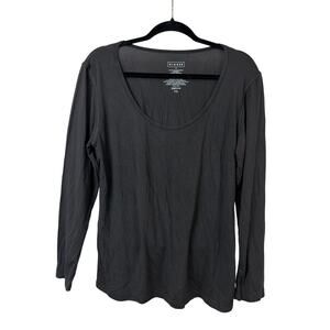 NWT Kickee Dark Grey Long Sleeve Deep Scoop Neck Simple Top Size 2XL